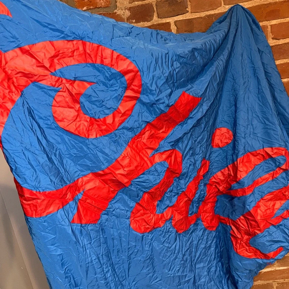 Blue Nylon Travel Hammock with Red Accents